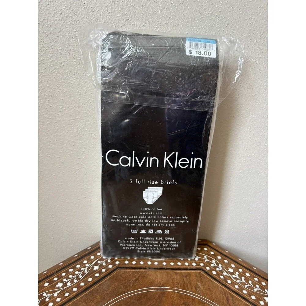 Vtg 1999 Calvin Klein Full Rise Briefs Size 36 100% Cotton Set Of 3 pair NEW